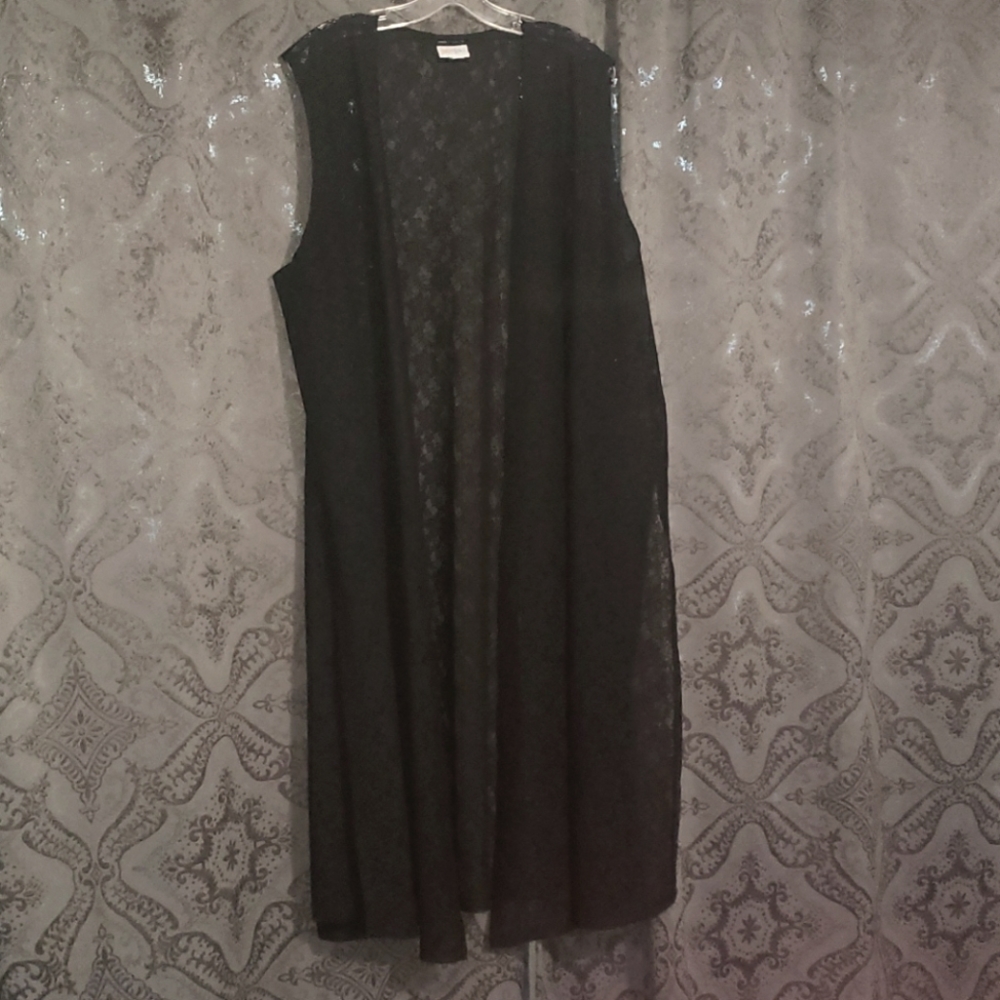 Black lace duster vest